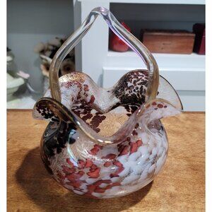 Antique Ernest Baptiste Léveillé, Paris c. 1900 Art Glass Basket